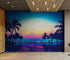 Tropical Night Wallpaper Mural – Miami Sunset Over Resort Pool & Beach. #6915