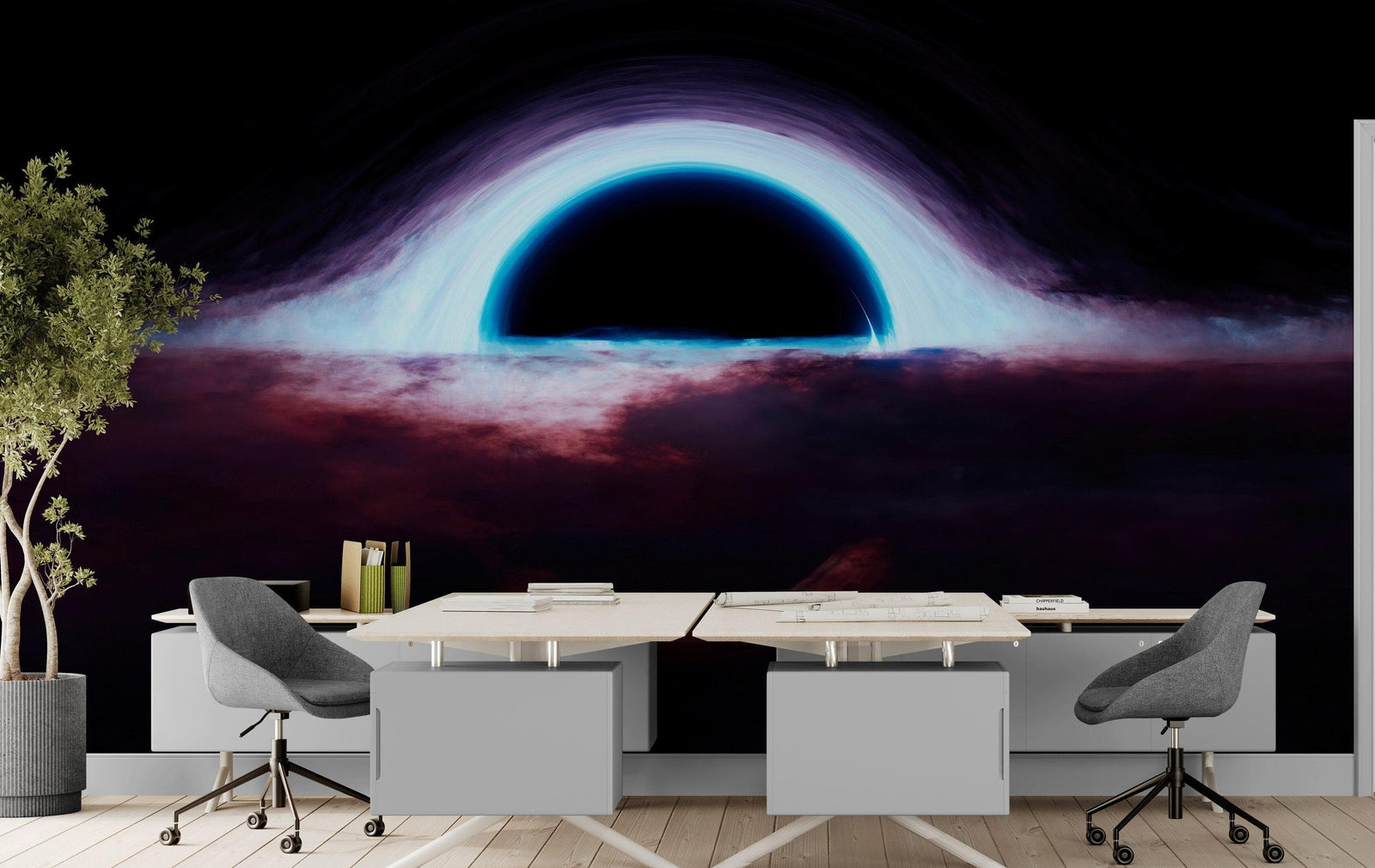 Black Hole Wall Mural – Interstellar Space Sci-Fi Wallpaper. #6919