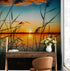 Lakeside Retreat with Sunset Over Lake Wallpaper Mural. #6920