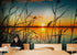 Lakeside Retreat with Sunset Over Lake Wallpaper Mural. #6920