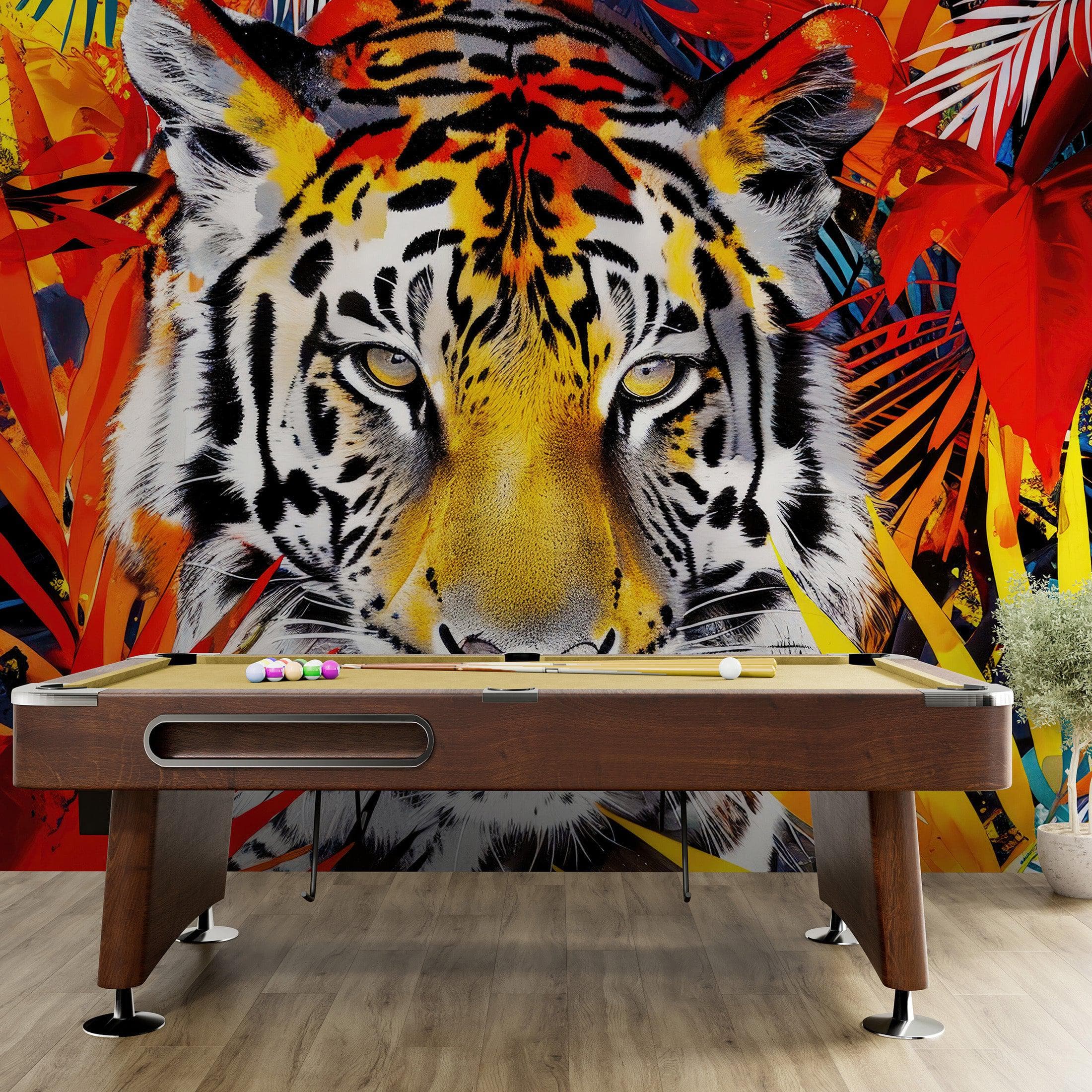 Glamour Chic Colorful Jungle Tiger Wall Mural. #6926