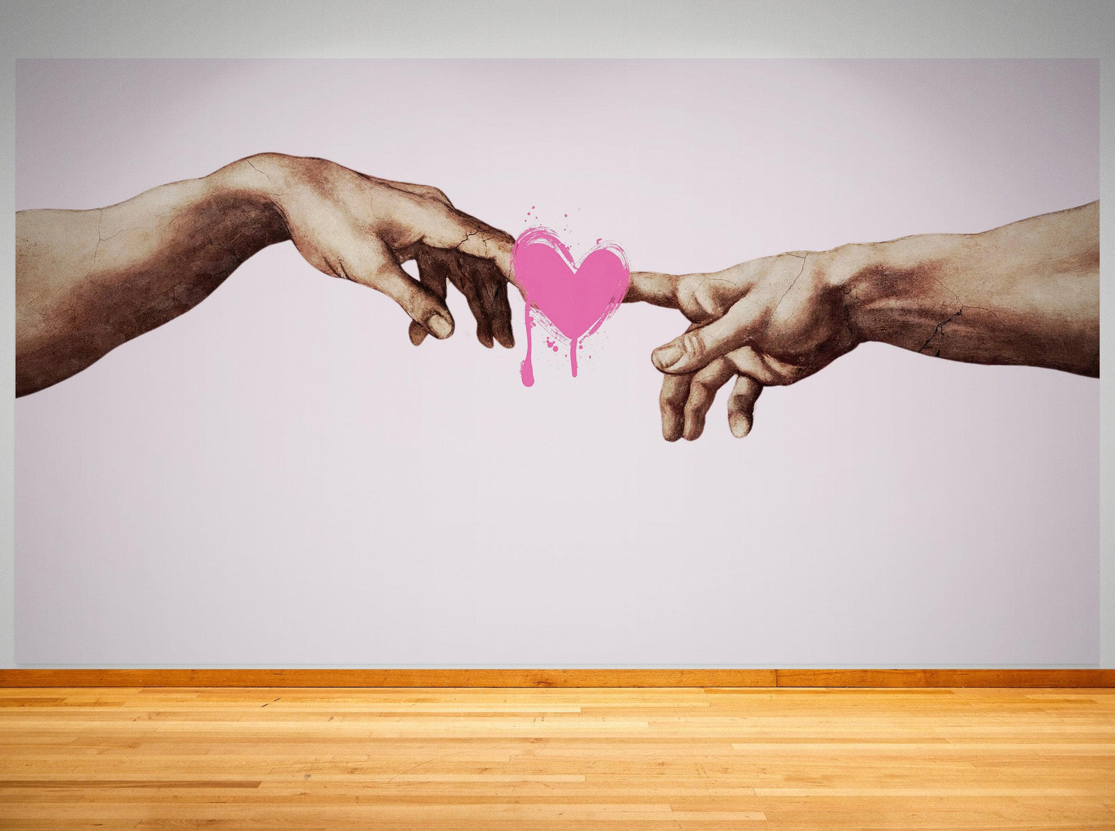 Pink Wallpaper Mural. Creation of Adam Wall Mural. Michelangelo Sistine Chapel. #6931