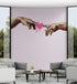 Pink Wallpaper Mural. Creation of Adam Wall Mural. Michelangelo Sistine Chapel. #6931