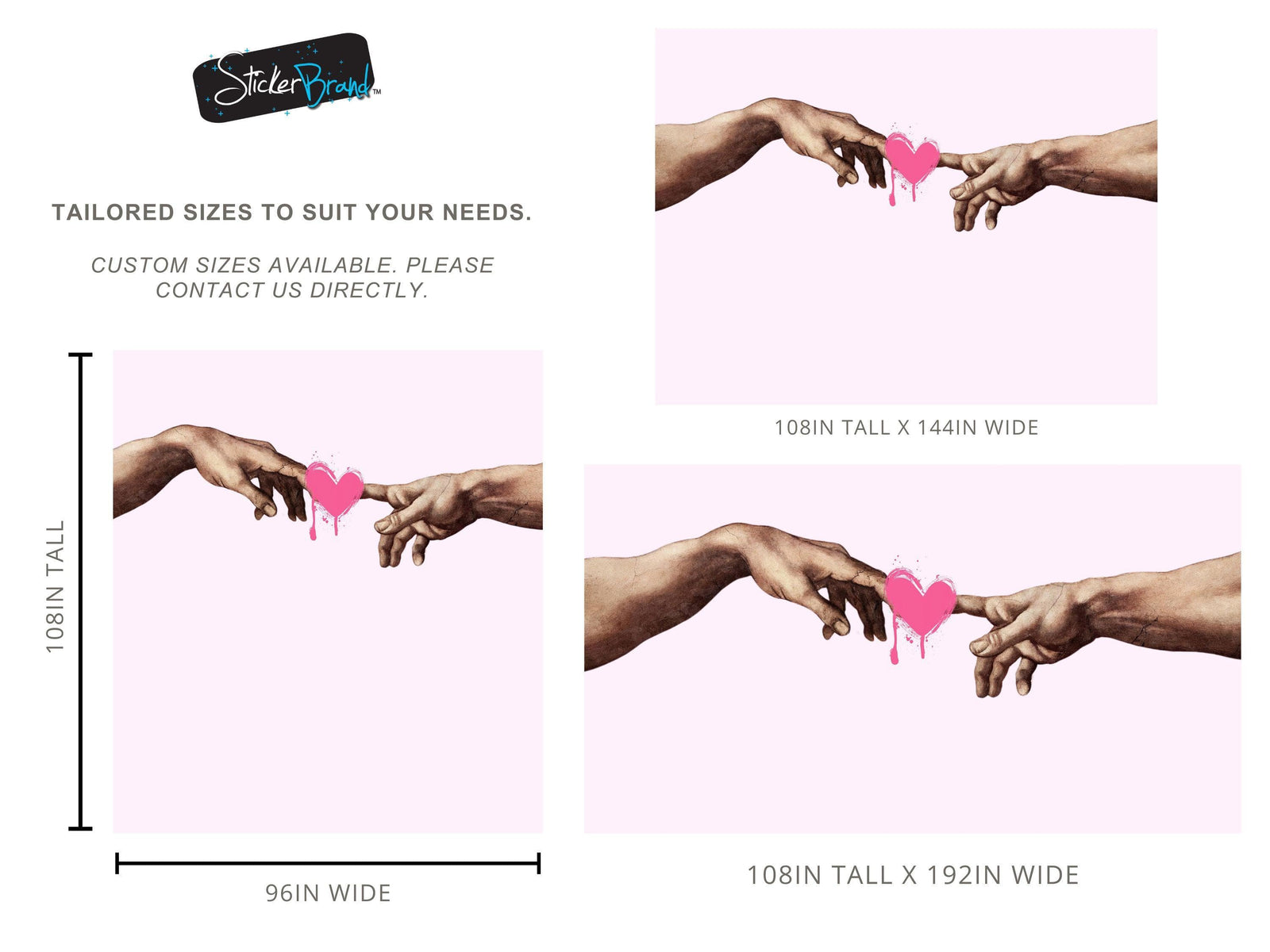 Pink Wallpaper Mural. Creation of Adam Wall Mural. Michelangelo Sistine Chapel. #6931