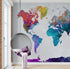 World Map Watercolor Wallpaper – Color Splash Wall Mural. #6947