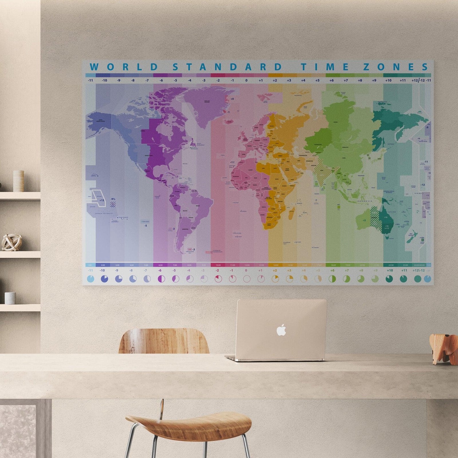 World Time Zone Wallpaper. Office Wall Mural. #6948
