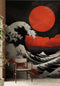 Red Great Wave off Kanagawa Wall Mural. Urban Decor. #6949