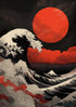 Red Great Wave off Kanagawa Wall Mural. Urban Decor. #6949
