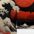 Red Great Wave off Kanagawa Wall Mural. Urban Decor. #6949