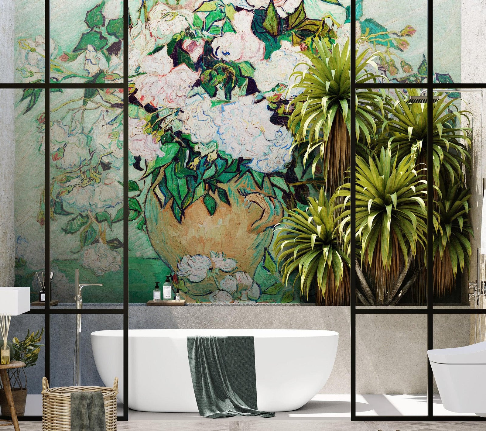 Vincent Van Gogh White Flowers in Vase Wall Mural. #6960