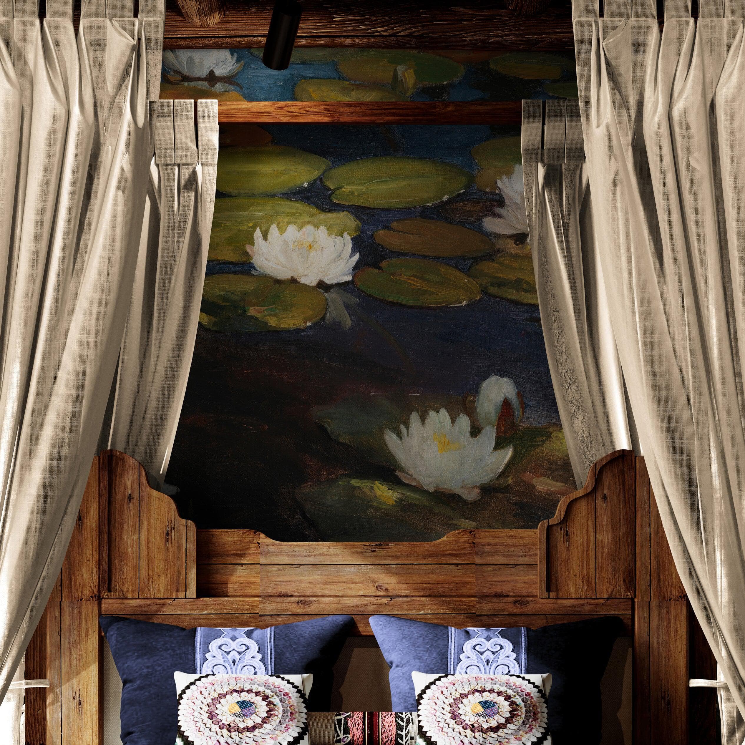 Albert Edelfelt Water Lilies Painting Wallpaper Mural. #6963