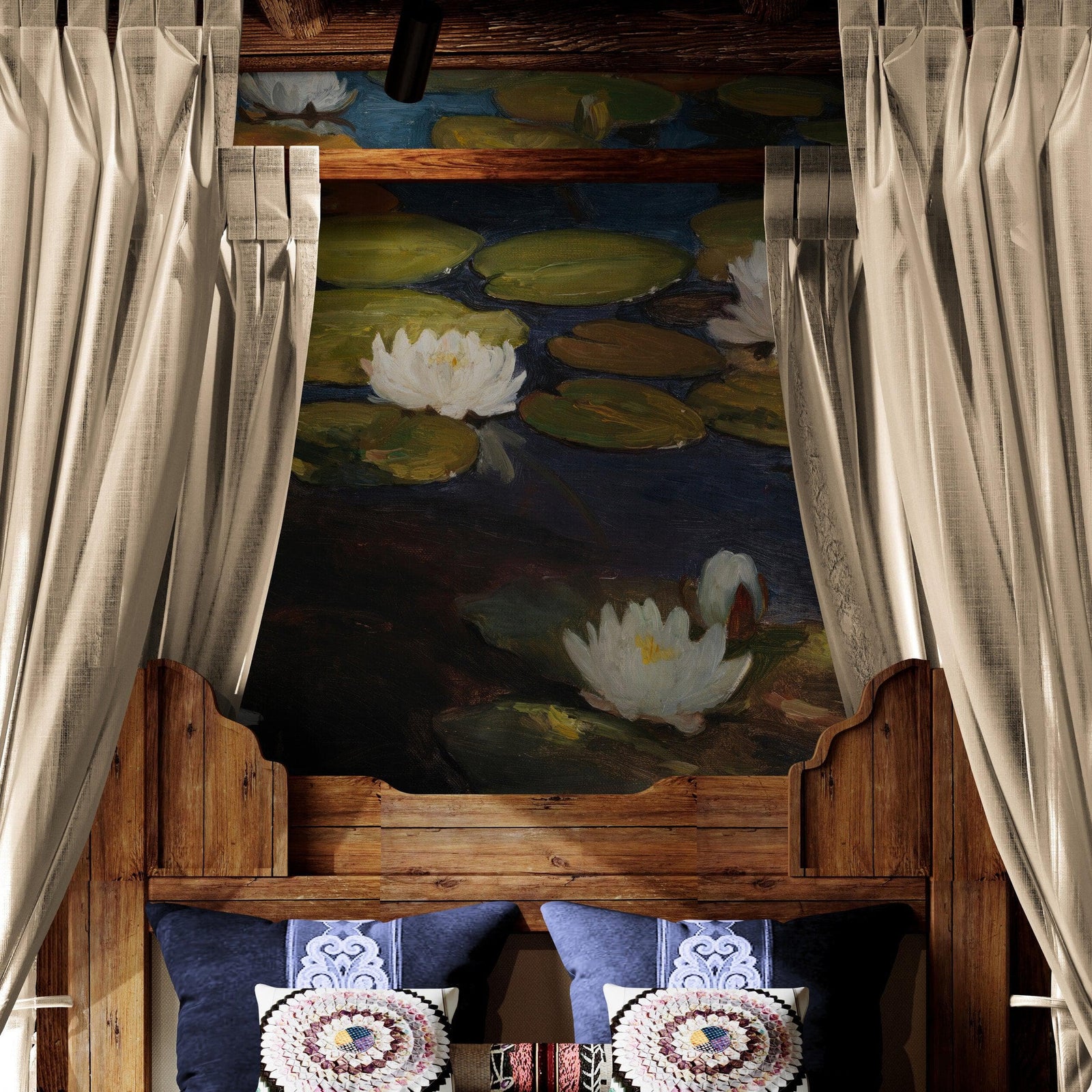 Albert Edelfelt Water Lilies Painting Wallpaper Mural. #6963