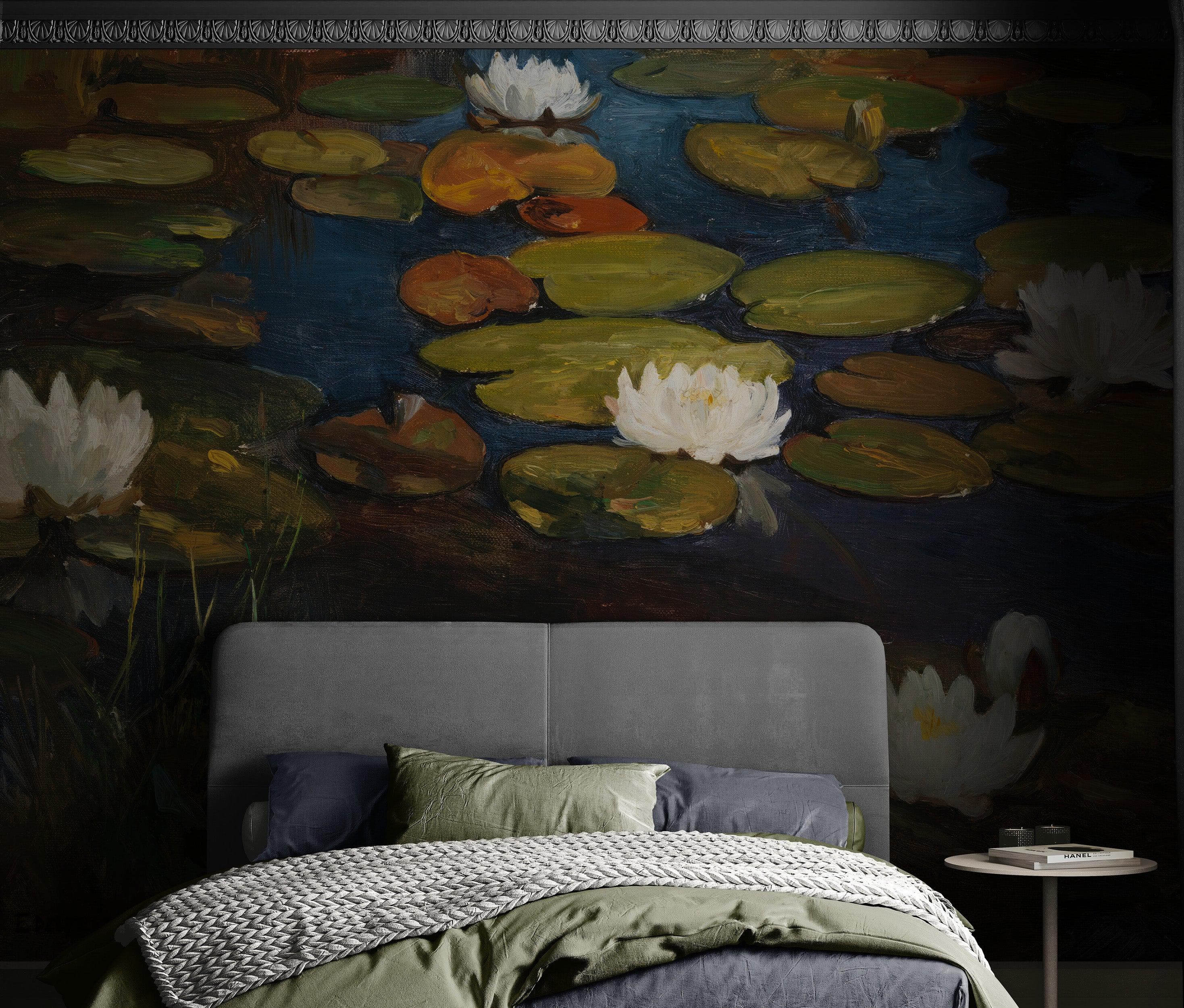 Albert Edelfelt Water Lilies Painting Wallpaper Mural. #6963