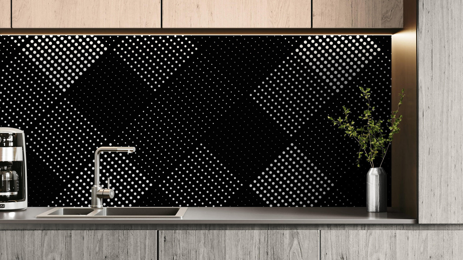 Modern Black and White Polka Dot Peel and Stick Wall Mural. #6964