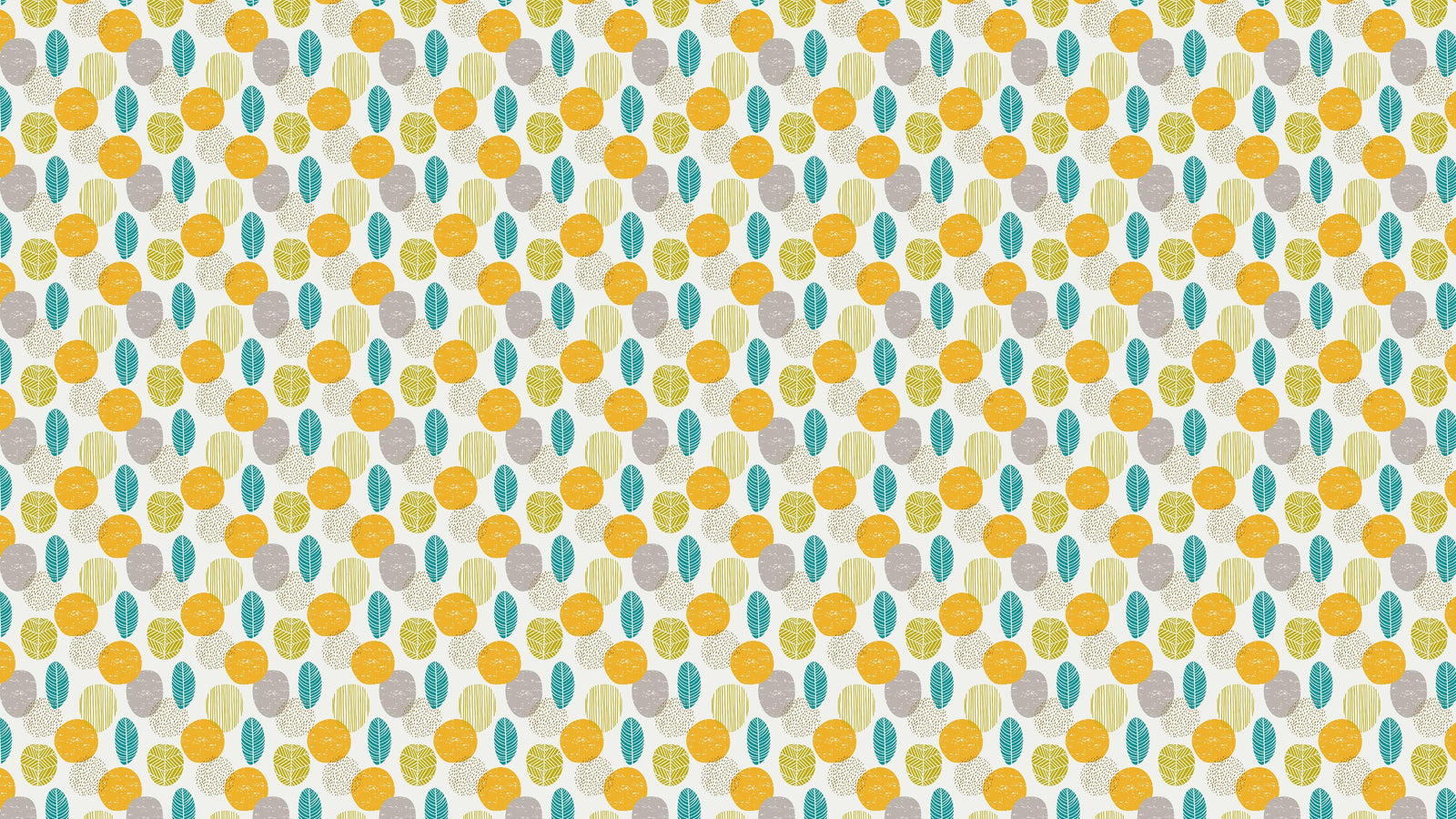 Autumn Leaves Wallpaper. Yellow, Grey, Teal Leaf Wall Mural. #6966