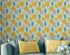 Autumn Leaves Wallpaper. Yellow, Grey, Teal Leaf Wall Mural. #6966