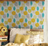 Autumn Leaves Wallpaper. Yellow, Grey, Teal Leaf Wall Mural. #6966