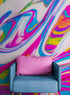 Vibrant Neon Ink Swirl Wallpaper. Abstract Pink, Yellow & Blue Colors. #6980