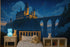 Magical Hogwarts Castle Twilight Wallpaper Mural. Wizardly World Fantasy Theme Wall Art. #6985