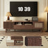 TV Stand For 75" TVs With Soft Closing Doors, Console With Accents And Drop Down Cabinet - Dark Brown