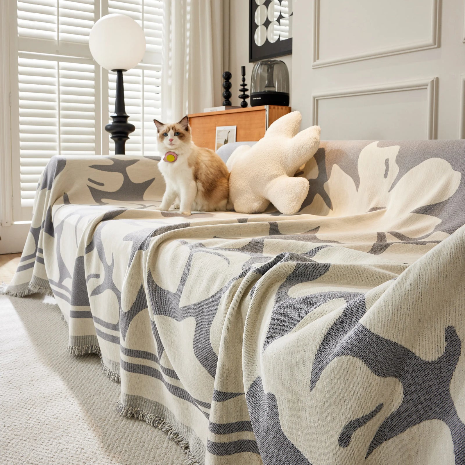 Chenille Floral Soft Thick Reversible Blanket Covers for Couch, Couch Protector Blanket Cover Sofa