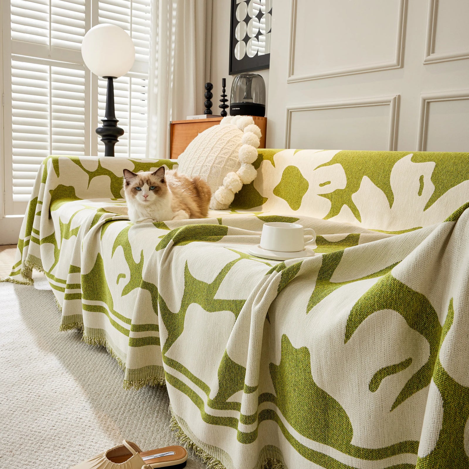 Chenille Floral Soft Thick Reversible Blanket Covers for Couch, Couch Protector Blanket Cover Sofa