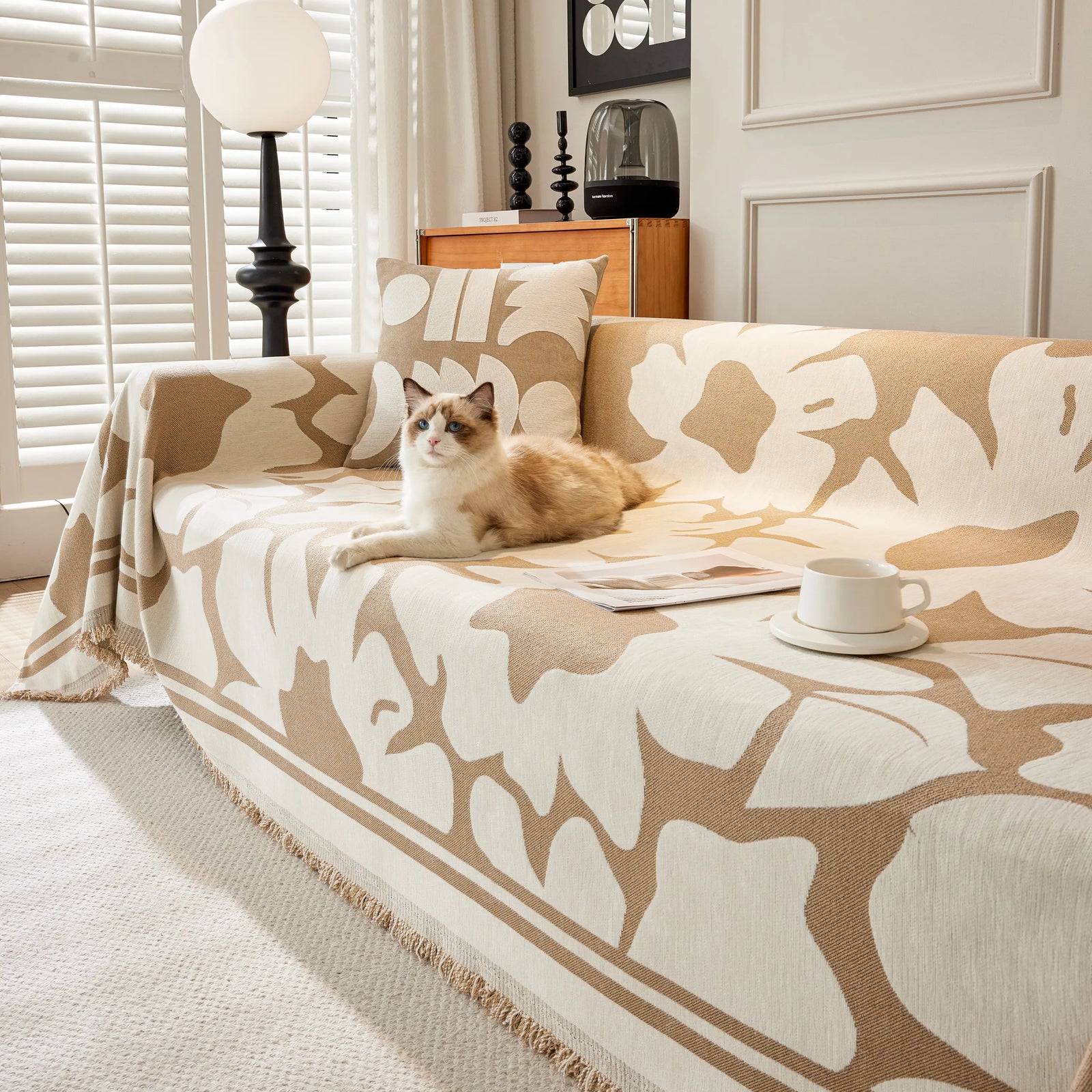 Chenille Floral Soft Thick Reversible Blanket Covers for Couch, Couch Protector Blanket Cover Sofa