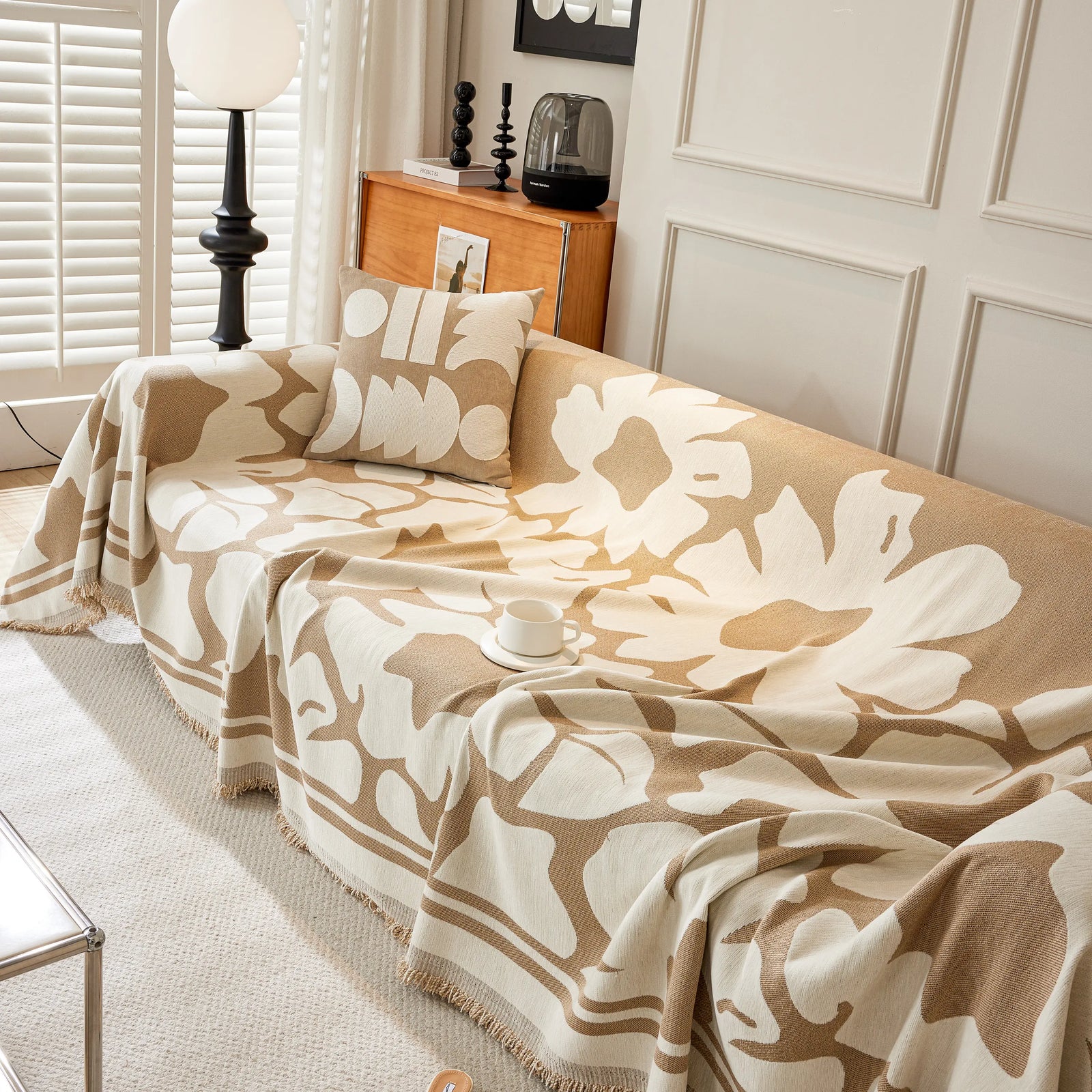 Chenille Floral Soft Thick Reversible Blanket Covers for Couch, Couch Protector Blanket Cover Sofa