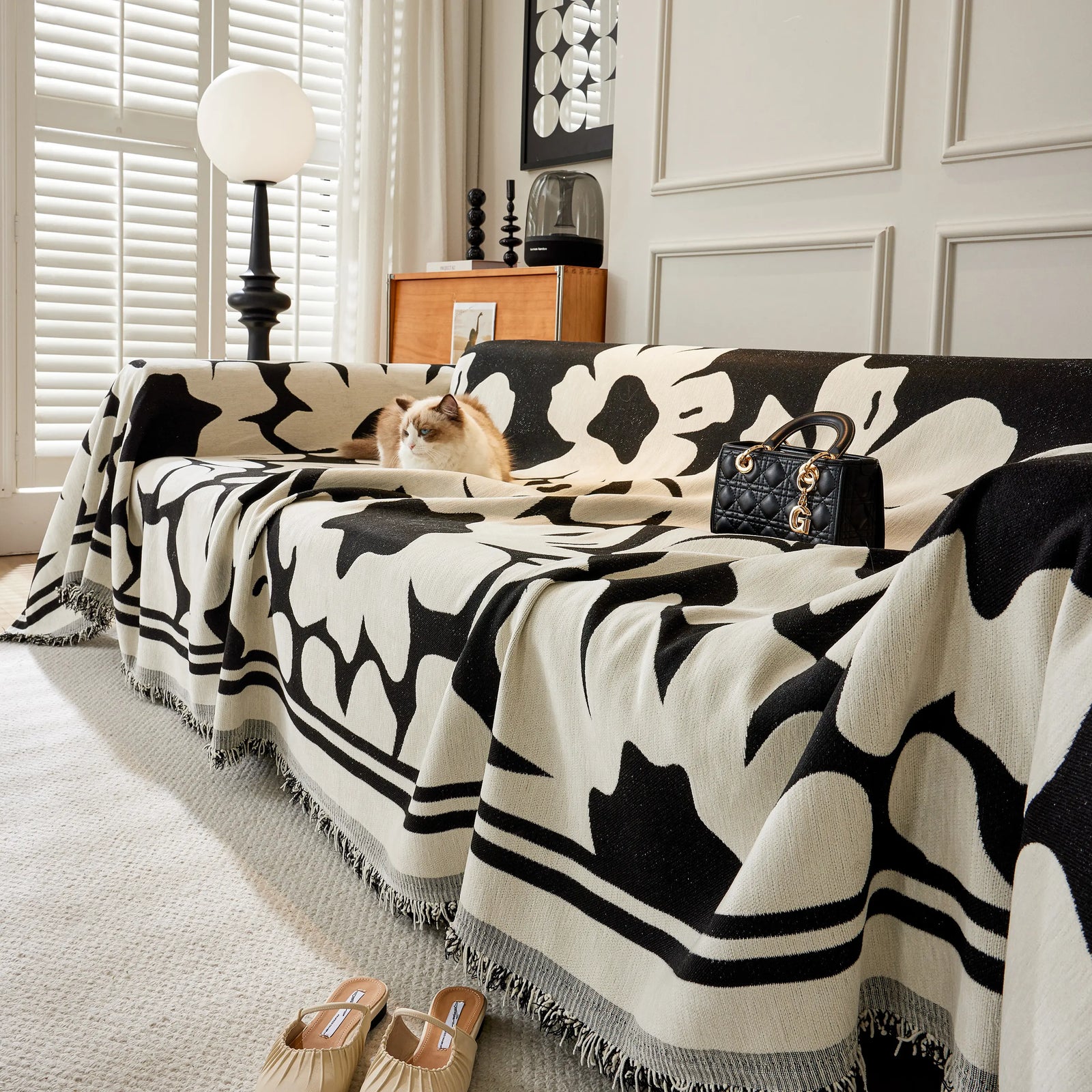 Chenille Floral Soft Thick Reversible Blanket Covers for Couch, Couch Protector Blanket Cover Sofa