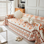 Boho Geometric Chenille Throw Sofa Cover Soft Textured Decorative Couch Blanket
