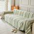 Striped Chenille Sofa Slipcover Throw, Soft Thick Washable Couch Cover Blanket
