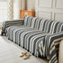Striped Chenille Sofa Slipcover Throw, Soft Thick Washable Couch Cover Blanket