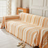Striped Chenille Sofa Slipcover Throw, Soft Thick Washable Couch Cover Blanket