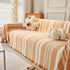 Striped Chenille Sofa Slipcover Throw, Soft Thick Washable Couch Cover Blanket
