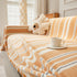 Striped Chenille Sofa Slipcover Throw, Soft Thick Washable Couch Cover Blanket