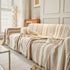 Striped Chenille Sofa Slipcover Throw, Soft Thick Washable Couch Cover Blanket