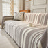 Striped Chenille Sofa Slipcover Throw, Soft Thick Washable Couch Cover Blanket