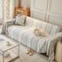 Striped Chenille Sofa Slipcover Throw, Soft Thick Washable Couch Cover Blanket