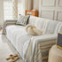 Striped Chenille Sofa Slipcover Throw, Soft Thick Washable Couch Cover Blanket