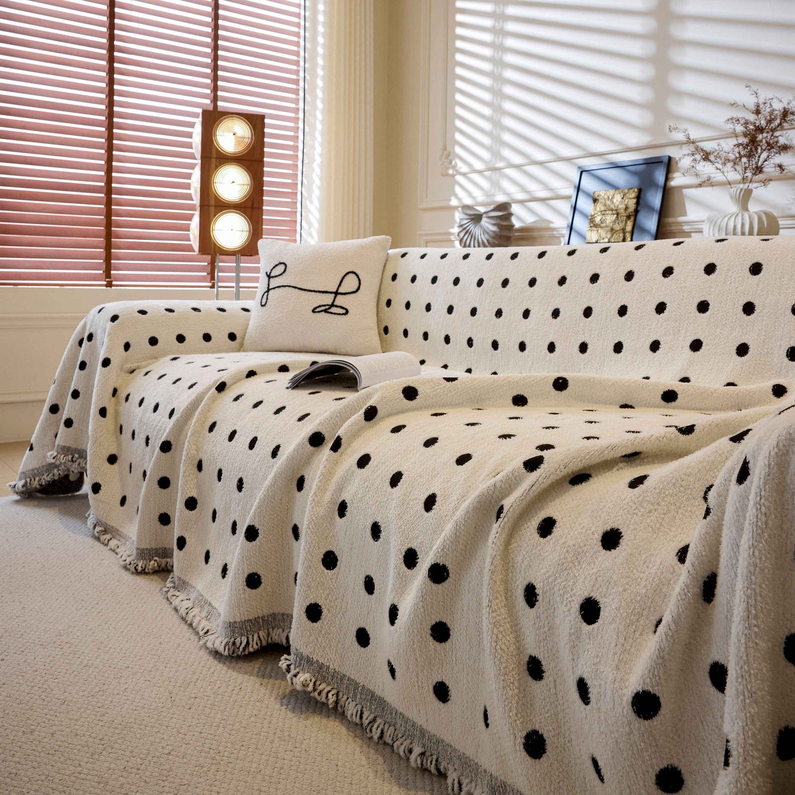 Decorative Plush Textured Woven Sofa Cover Throw, Cozy Soft Couch Protector Blanket