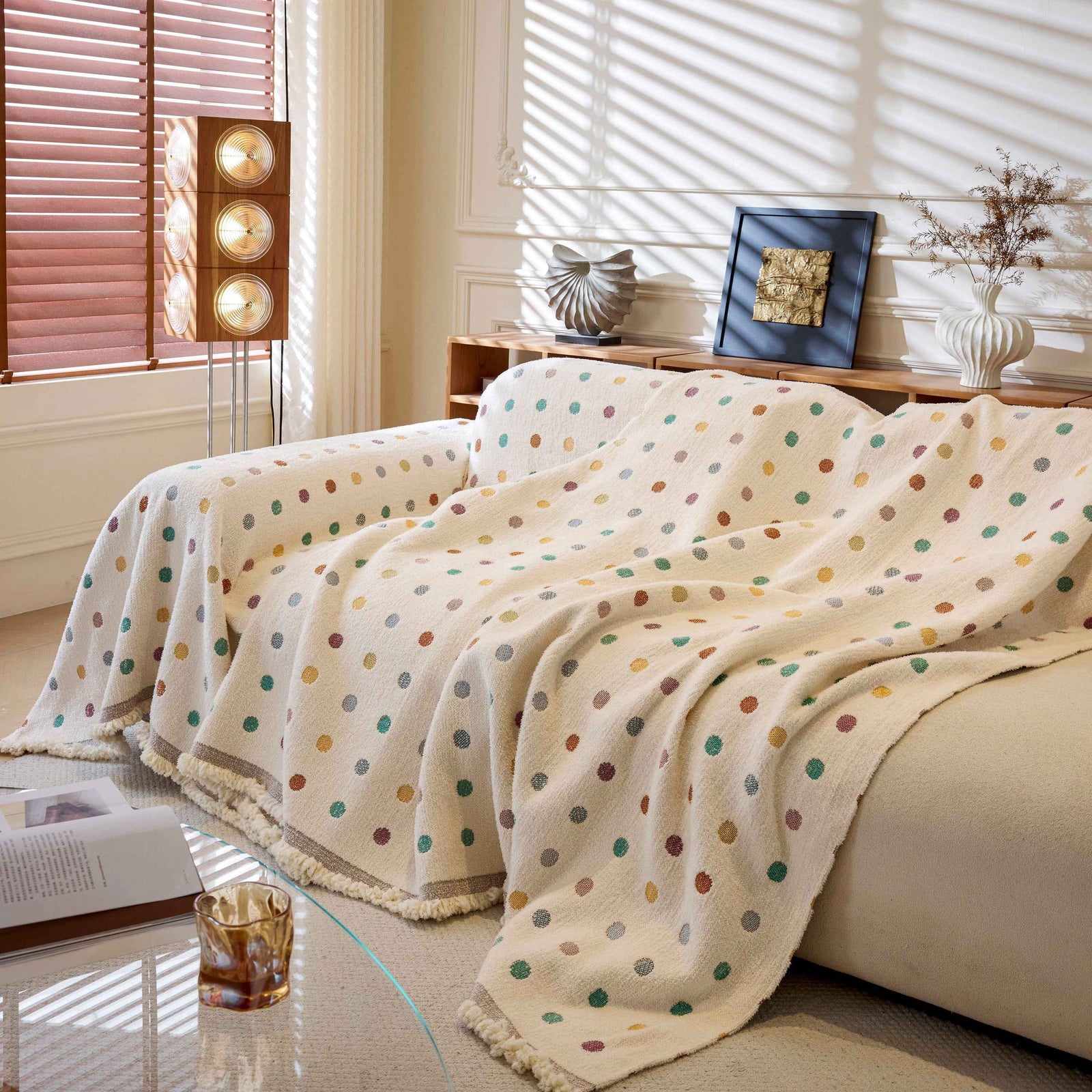 Decorative Plush Textured Woven Sofa Cover Throw, Cozy Soft Couch Protector Blanket