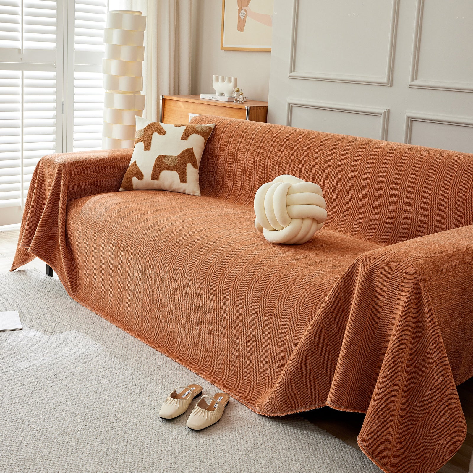 Herringbone Oversized Chenille Couch Throw Cover Sofa Slipcovers Couch Covers for Sectional Couches