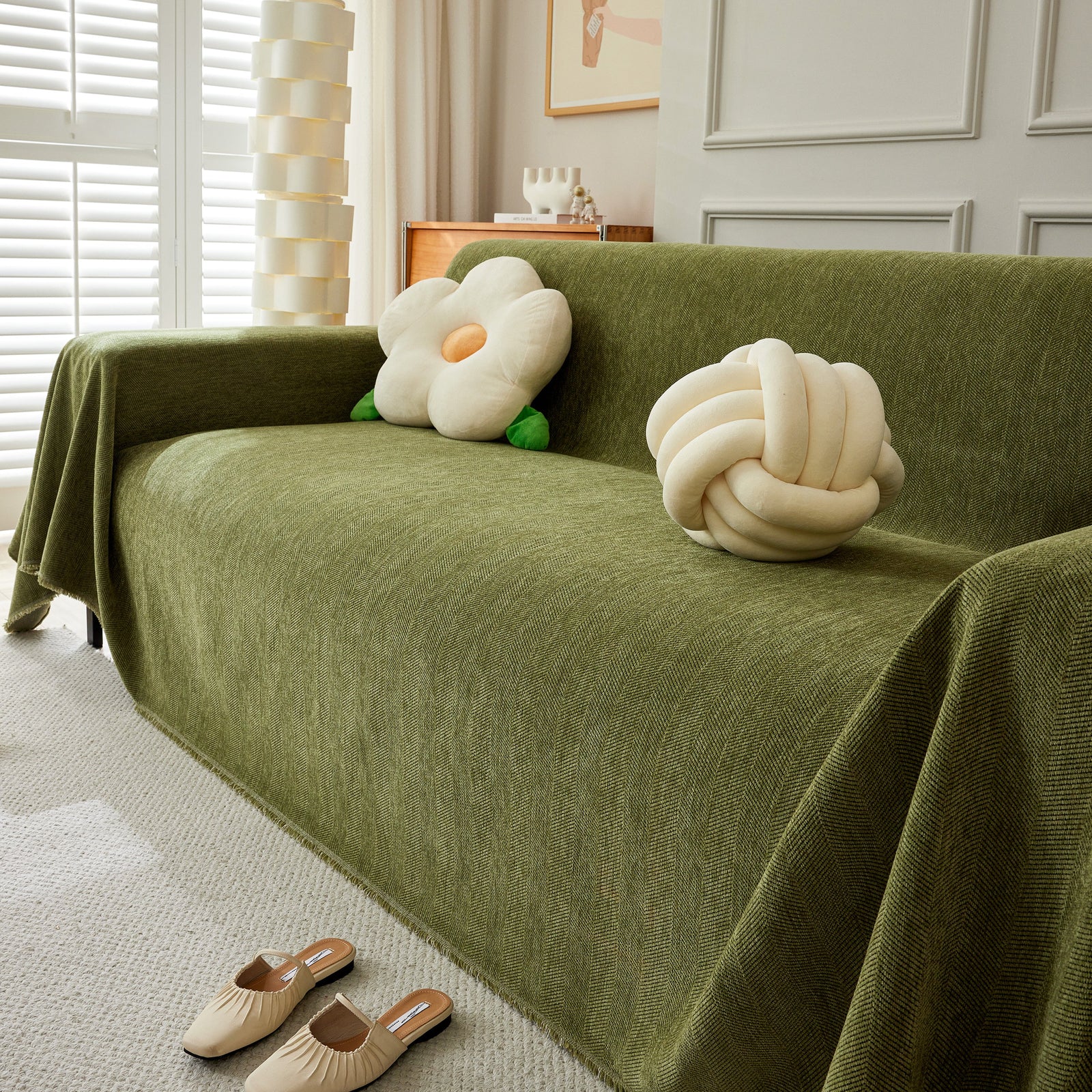 Herringbone Oversized Chenille Couch Throw Cover Sofa Slipcovers Couch Covers for Sectional Couches