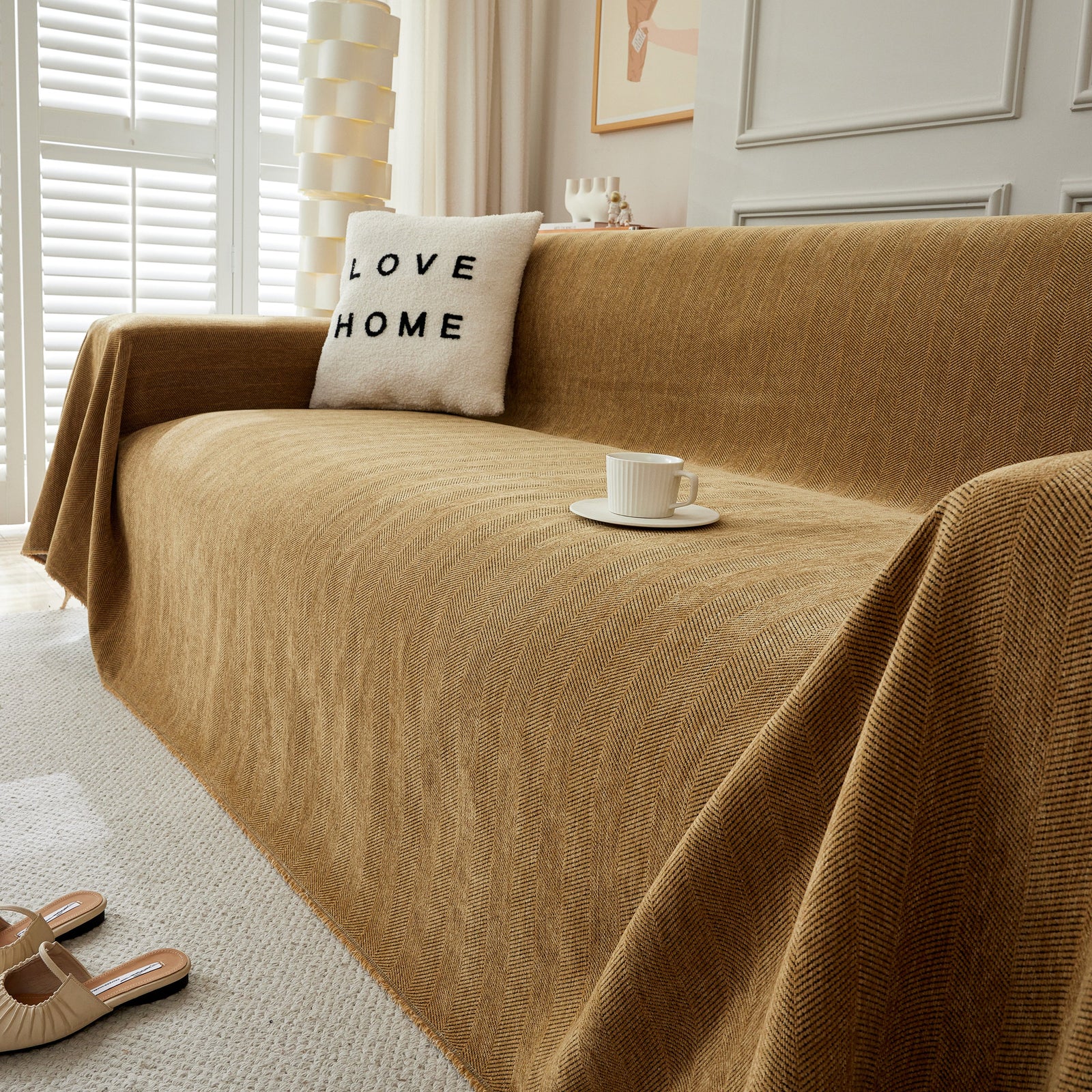 Herringbone Oversized Chenille Couch Throw Cover Sofa Slipcovers Couch Covers for Sectional Couches