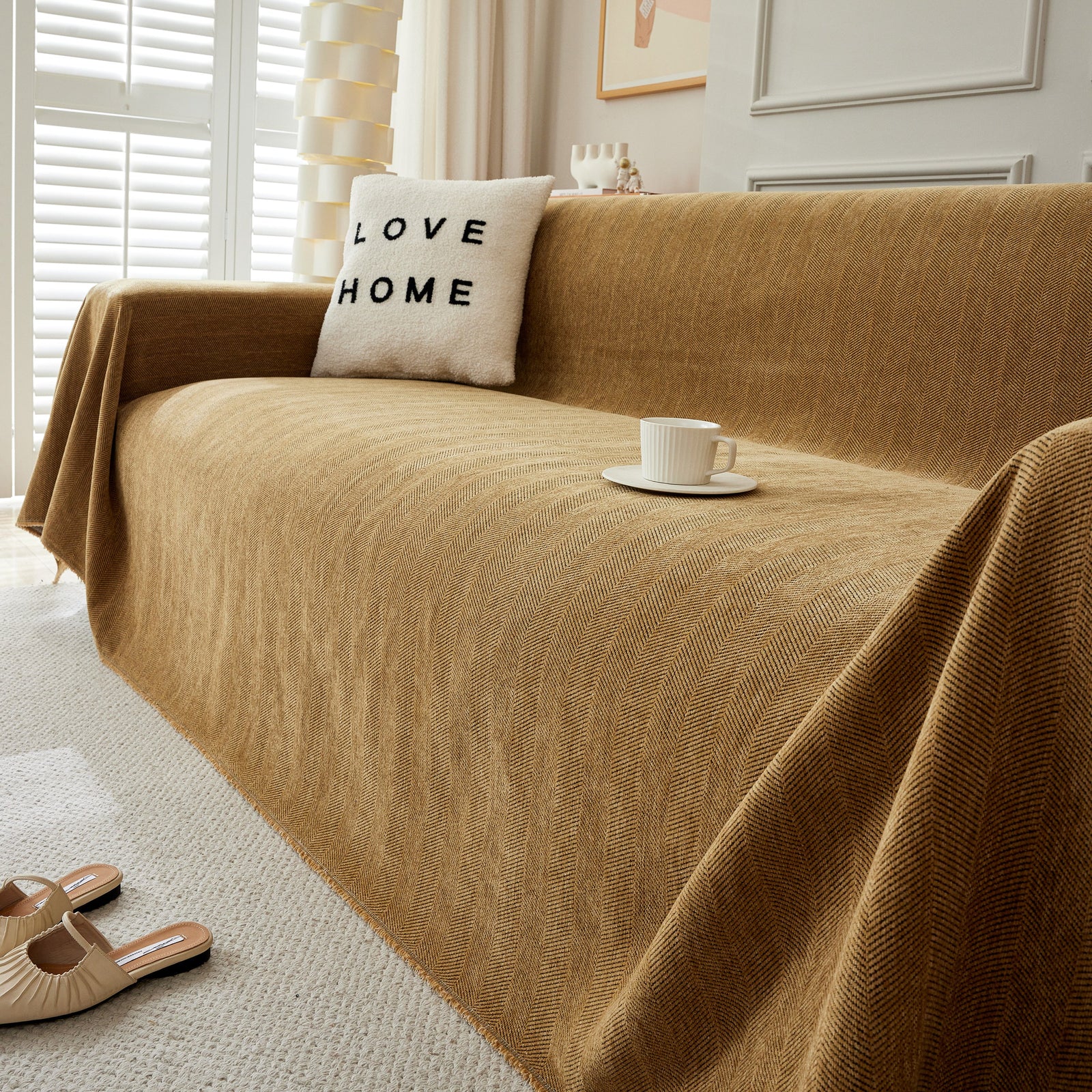 Herringbone Oversized Chenille Couch Throw Cover Sofa Slipcovers Couch Covers for Sectional Couches
