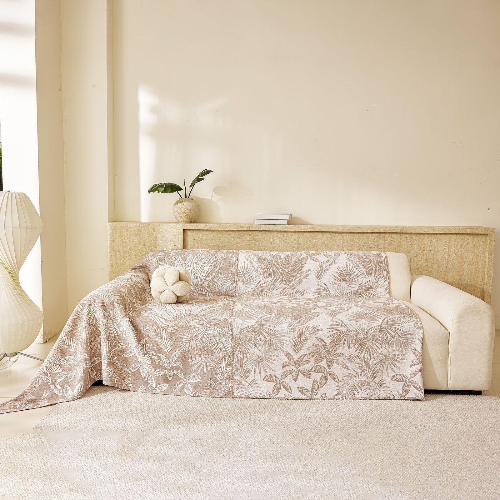 Tropical Botanical Leaf Texture Furniture Protector Blanket Soft Breathable Sofa Cover