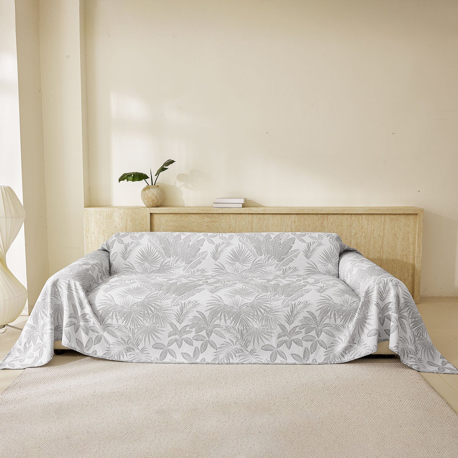 Tropical Botanical Leaf Texture Furniture Protector Blanket Soft Breathable Sofa Cover