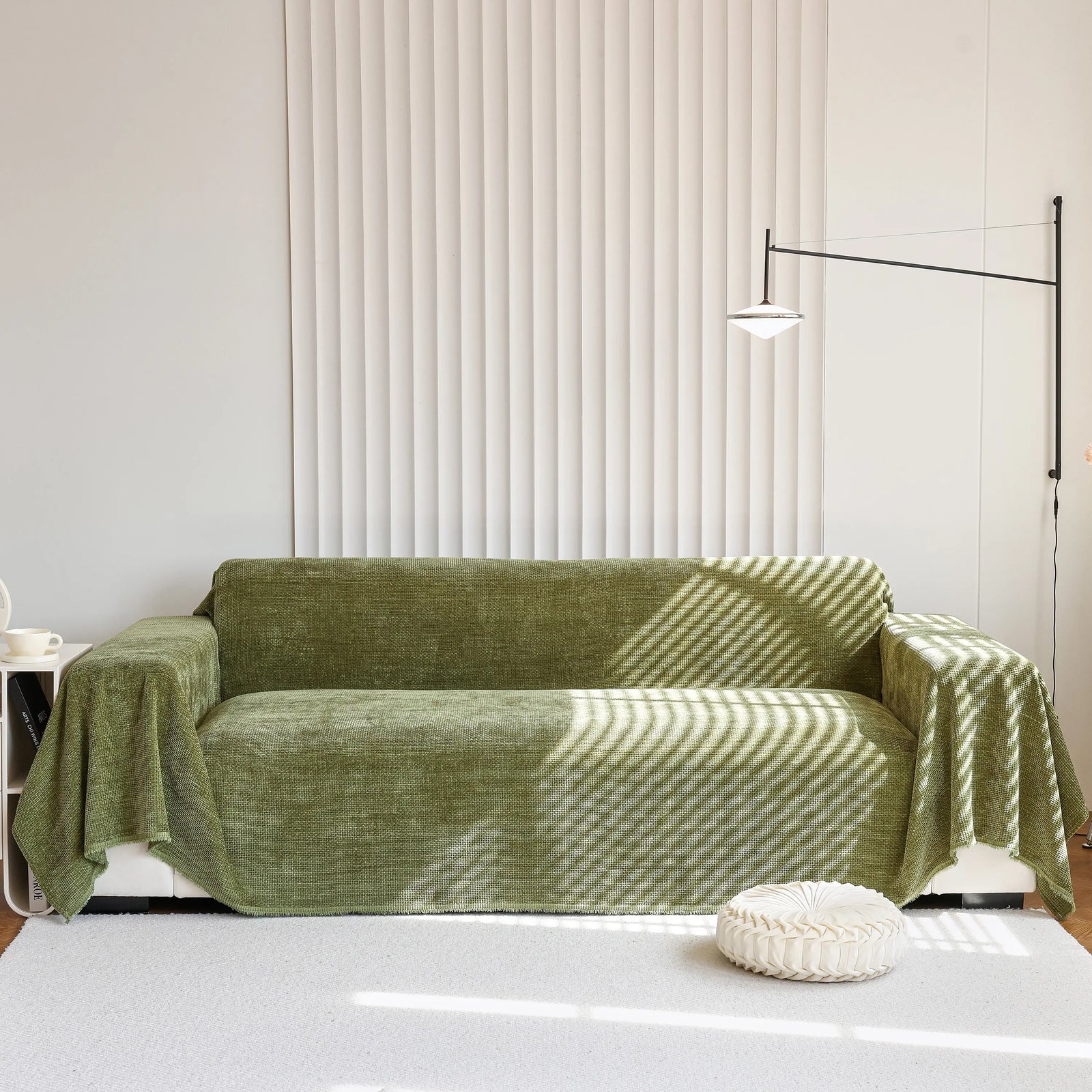 Chenille Thickened Solid Couch Blanket Throws, Reversible Couch Covers for Sectional Couches