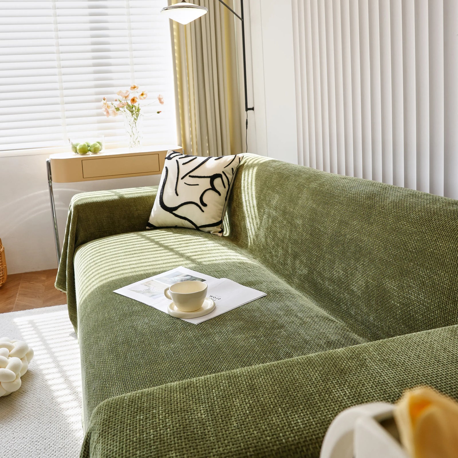 Chenille Thickened Solid Couch Blanket Throws, Reversible Couch Covers for Sectional Couches