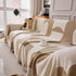 Modern Abstract Chenille Sofa Cover, Large Soft Throw Blanket with Tassels for Couch